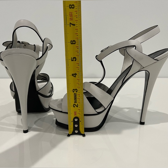 SAINT LAURENT WHITE TRIBUTE PLATFORM SANDALS SIZE 7.5 - Picture 16 of 17